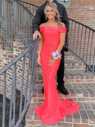 Beautiful Off Shoulder Mermaid Long Evening Prom Dresses, Floor-length Sheath Jersey Prom Dress, PM0959
