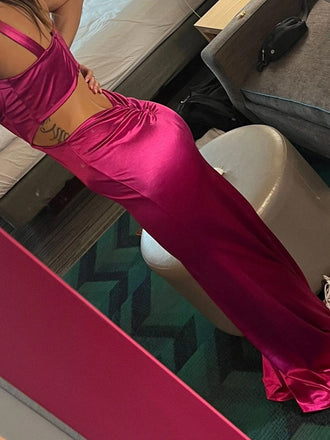 Sexy Deep V-neck Satin Mermaid Long Evening Prom Dresses, Sheath Backless Prom Dress, PM0965