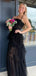 See Through Spaghetti Straps A-Line Long Evening Prom Dresses, Black Tulle Backless Prom Dress, PM0968