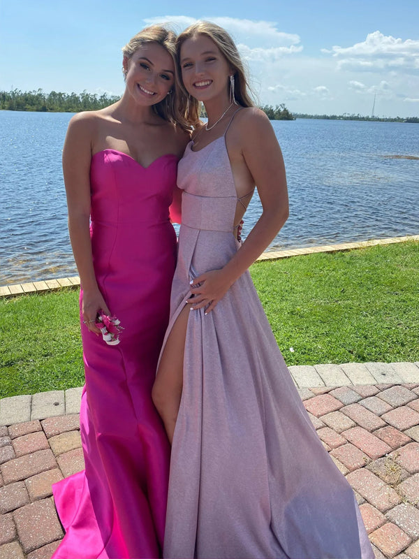 Sweetheart Strapless Mermaid Long Evening Prom Dresses, Satin Floor-length Prom Dress, PM0973