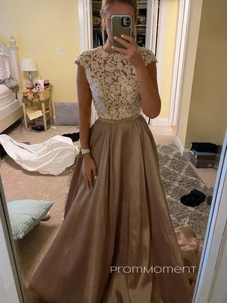 A-line Backless Satin Formal Long Evening Prom Dresses, Sleeveless Floor-length Prom Dress, PM0975