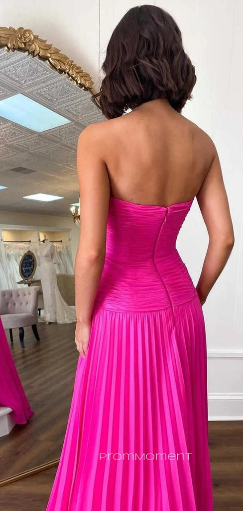 Sweetheart High Slit A-line Beautiful Long Evening Prom Dresses, Backless Chiffon Prom Dress, PM1002