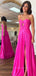 Sweetheart High Slit A-line Beautiful Long Evening Prom Dresses, Backless Chiffon Prom Dress, PM1002