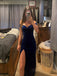 Popular Off Shoulder V-neck Side Slit Long Evening Prom Dresses, Royal Blue Backless Prom Dress, PM1027