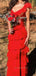 Unique Red V-neck Lace Straps Long Evening Prom Dresses, V-back Sleeveless Side Silt Prom Dress, PM1038