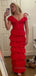 Unique Red V-neck Lace Straps Long Evening Prom Dresses, V-back Sleeveless Side Silt Prom Dress, PM1038