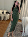 Mermaid One Shoulder Sheath Long Evening Prom Dresses, Sleeveless Green Prom Dress, PM1040