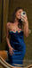 Satin Mermaid Spaghetti Straps Royal Blue Long Evening Prom Dresses, Sweetheart Backless Sleeveless Prom Dress, PM1047