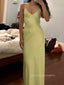 Simple Spaghetti Straps V-neck Yellow Satin Long Evening Prom Dresses, Backless Mermaid Sleeveless Prom Dress, PM1050