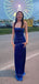 Simple Strapless Mermaid Royal Blue Long Evening Prom Dresses, Sleeveless Backless Prom Dress, PM1060