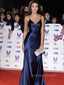 Elegant Spaghetti Straps V-neck Long Evening Prom Dresses, Royal Blue Satin Mermaid Sleeveless Prom Dress, PM1061