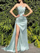 Gorgeous Sleeveless Mermaid High Slit Long Evening Prom Dresses, Floor-length Backless Satin Prom Dress, PM1064 (Copy)