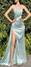 Gorgeous Sleeveless Mermaid High Slit Long Evening Prom Dresses, Floor-length Backless Satin Prom Dress, PM1064