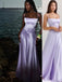 Formal Purple Satin Spaghetti Straps Long Evening Prom Dresses, PM1068