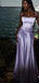 Formal Purple Satin Spaghetti Straps Long Evening Prom Dresses, PM1068
