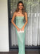 Simple Green Sequins Strapless Mermaid Long Evening Prom Dresses, PM1070