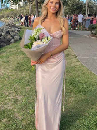 Unique Pink Sweetheart Mermaid Long Evening Prom Dresses, PM1071