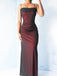 Simple Red Black Chiffon Mermaid Spaghetti Straps Long Evening Prom Dresses, PM1075