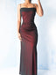 Simple Red Black Chiffon Mermaid Spaghetti Straps Long Evening Prom Dresses, PM1075