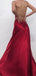 Gorgeous Red Satin Spaghetti Straps Long Evening Prom Dresses, PM1077