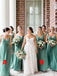 A-line Chiffon V-neck Long Bridesmaid Dresses, PMB0005