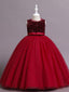 Red Tulle A-line Flower Girl Dresses, PMF0007